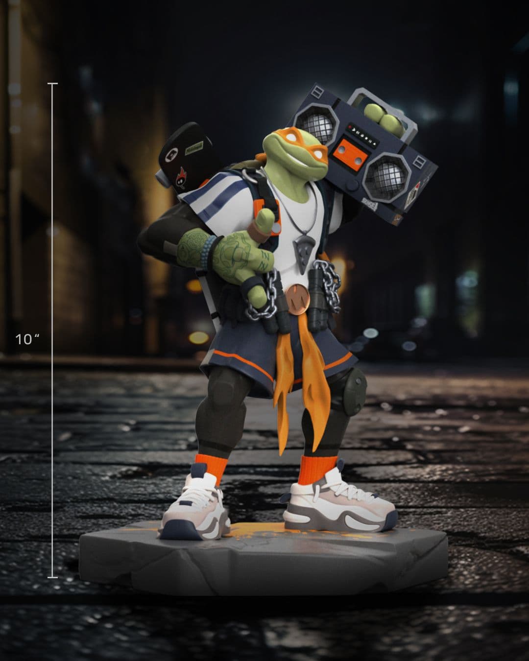 Teenage Mutant Ninja Turtles x ClogTwo Urban Combat Michelangelo Close Up