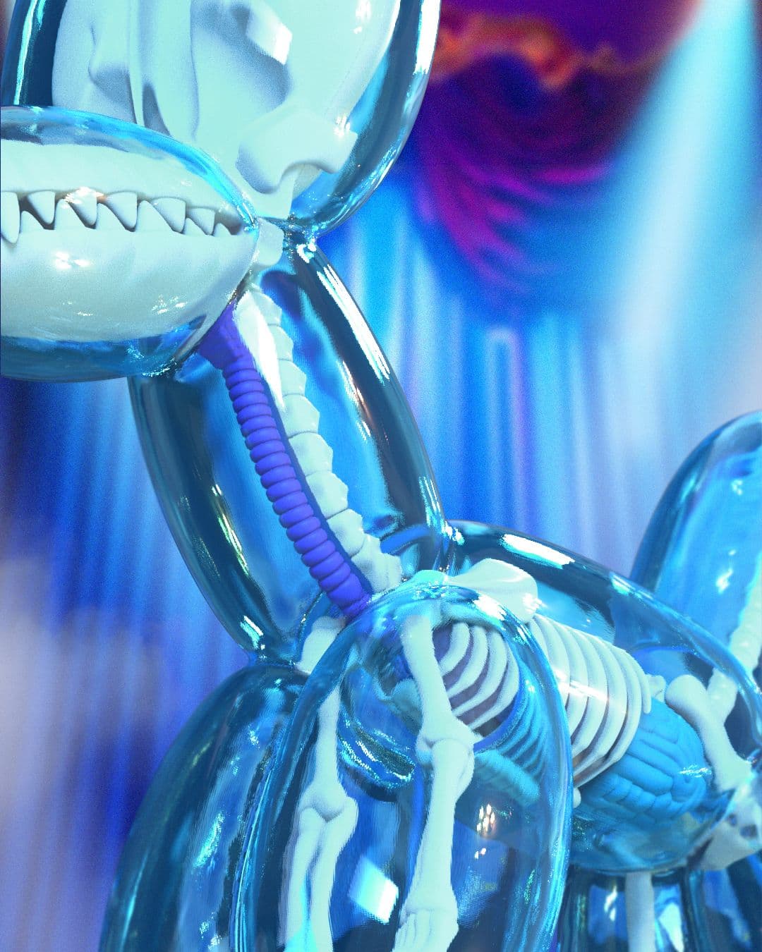 Funny Anatomy Balloon Dog (Sky Blue Edition) Close Up