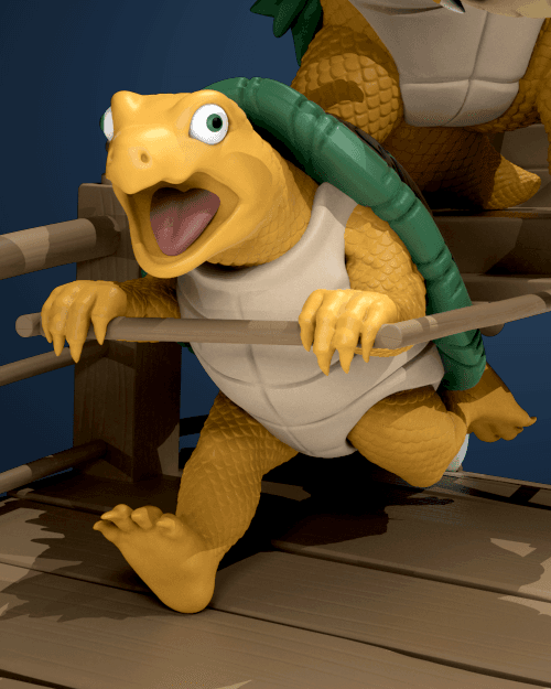 Ukiyo-E Rickshaw Kart: Turtle Daimao by Jed Henry Close Up